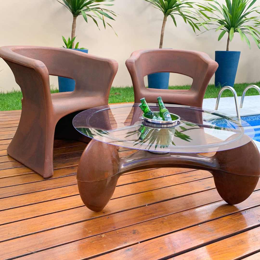 2 Cadeiras e Mesa Decoração Jardim Varanda Kit Copacabana