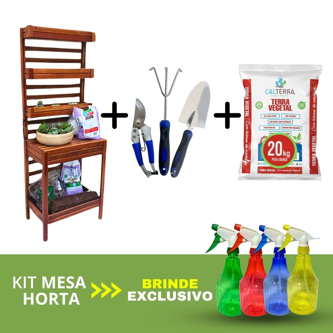 Kit Jardinagem Completo - com Mesa de Apoio