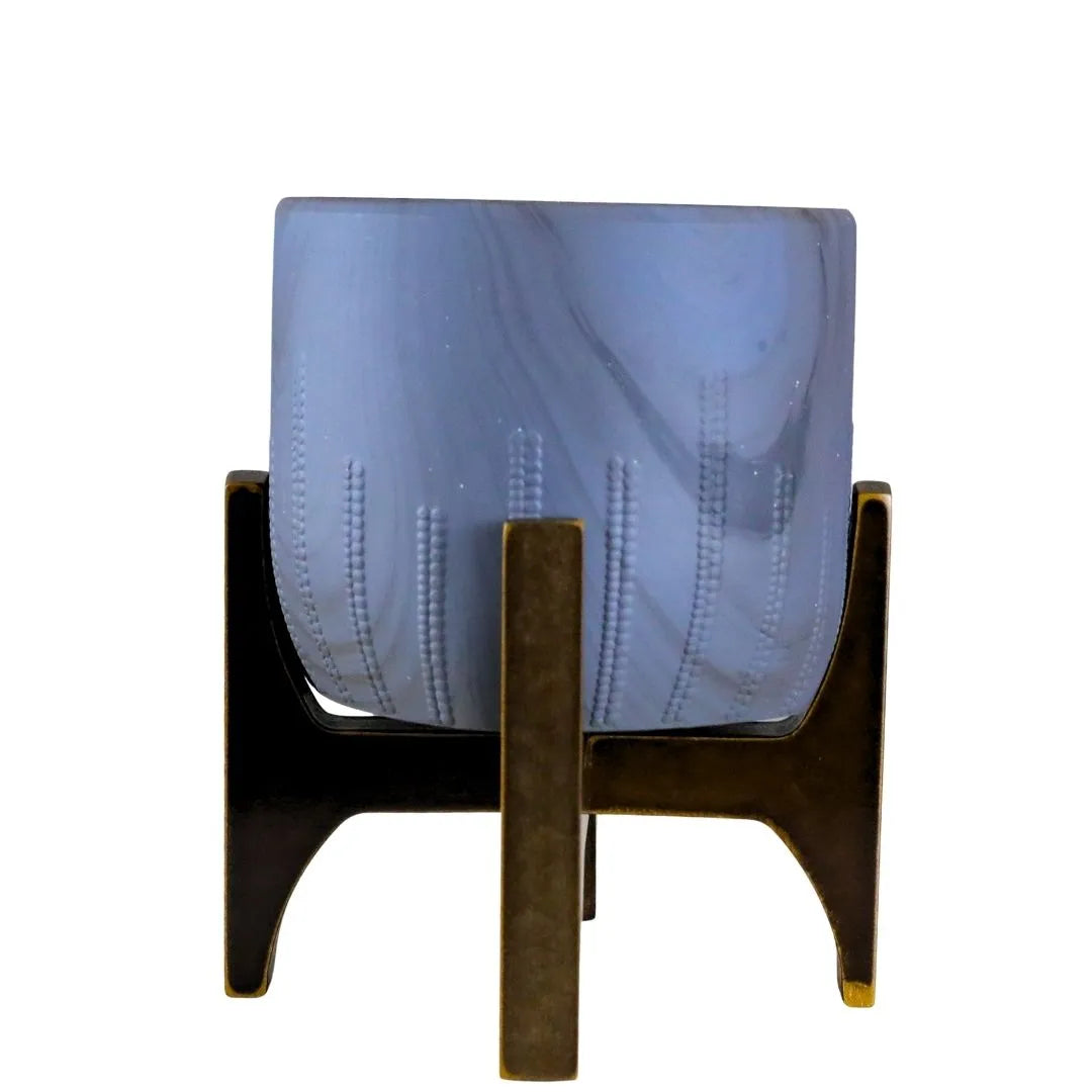 Vaso Cachepot Linha Genebra com Suporte de Madeira Baixo