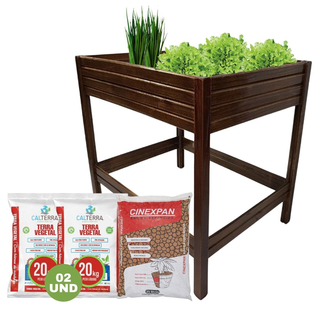 Kit Completo para Horta Caseira - Mesa Horta com 2 Vasos