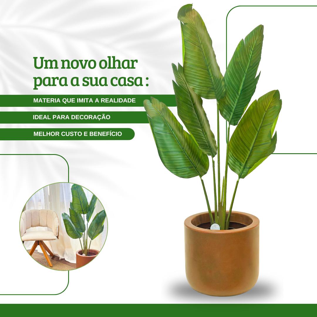 Planta Artificial Bananeira de Jardim Árvore Realista 1,15m