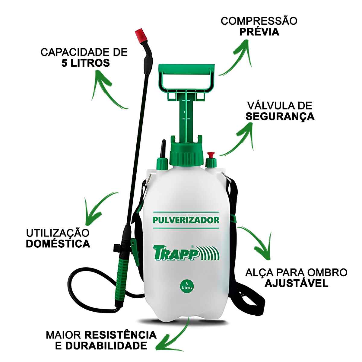 Pulverizador Borrifador de Compressão Trapp 5L