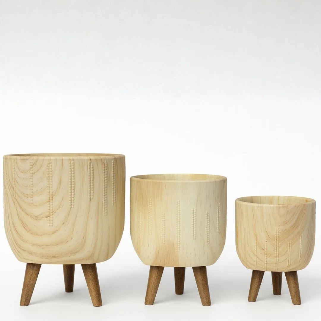 Vaso Cachepot Linha Genebra com Tripé de Madeira