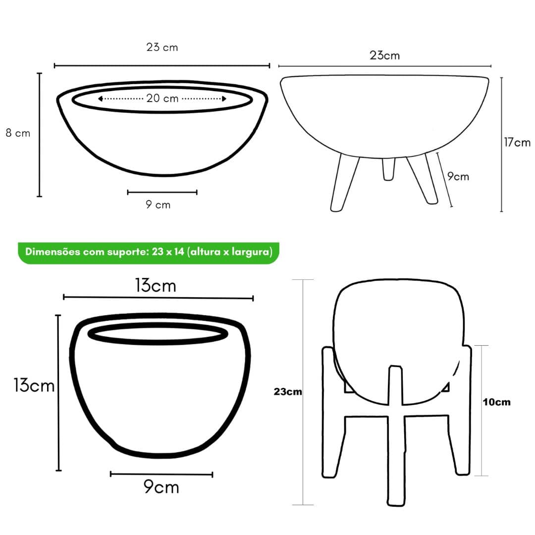 Kit 3 Vasos Pequenos para Espaços Compactos