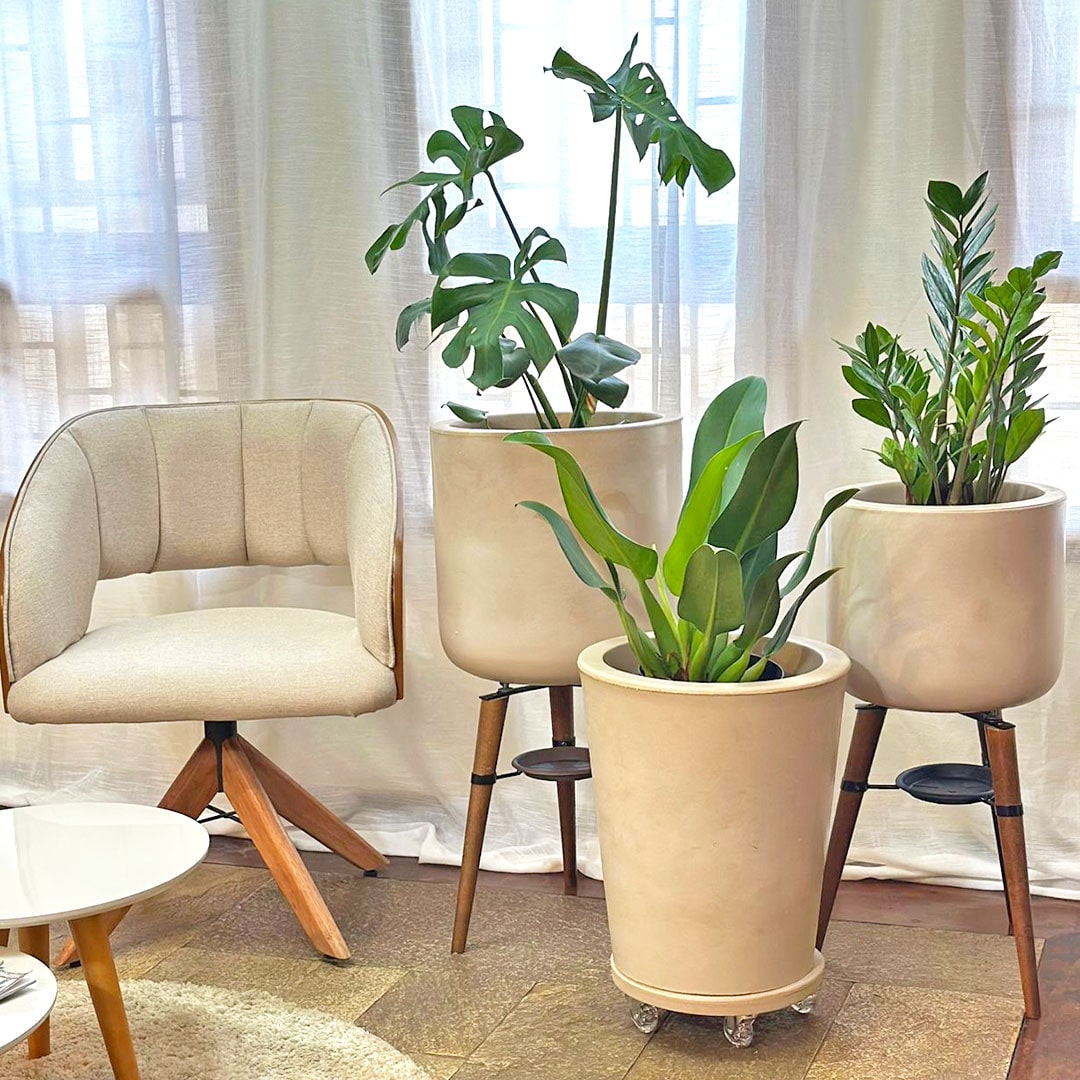 Kit Com 3 Vasos de Luxo Para Planta Decoração Apartamento