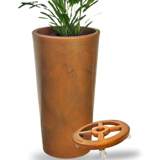 Kit Vaso Damasco Brilhante + Suporte com Rodinhas
