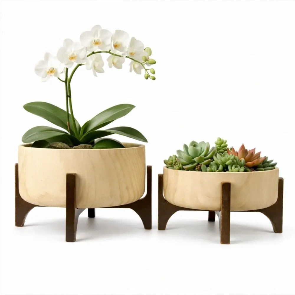 Kit 2 Vasos Bacia Linha Genebra com Suporte de Madeira
