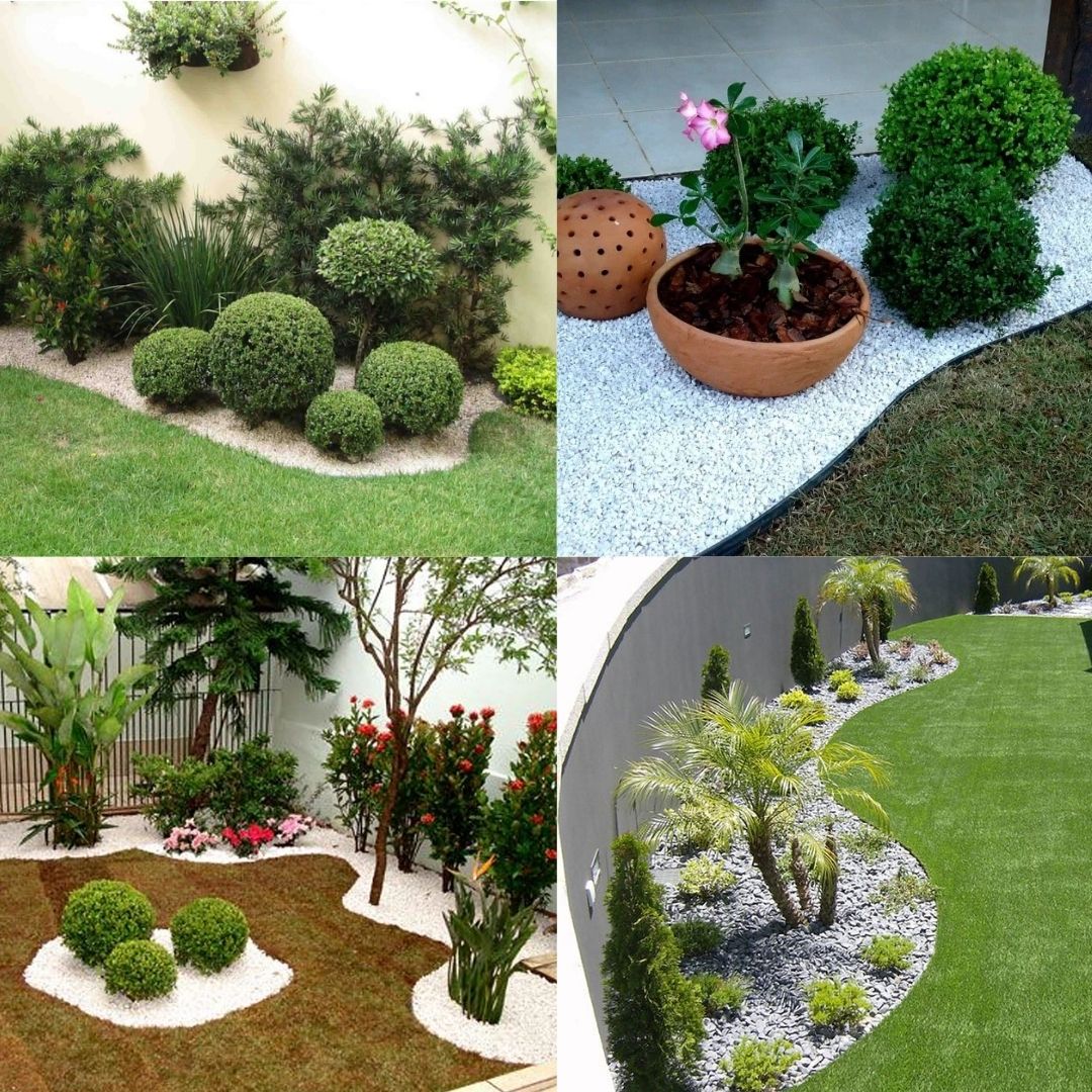 Limitador de Grama + Pedra Dolomita Branca Decoração Jardim