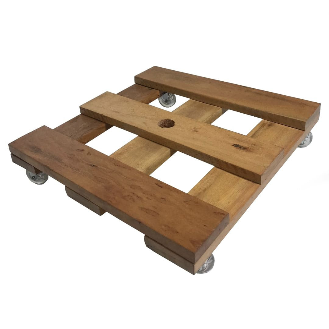 Suporte Quadrado de Madeira com Rodas de Silicone