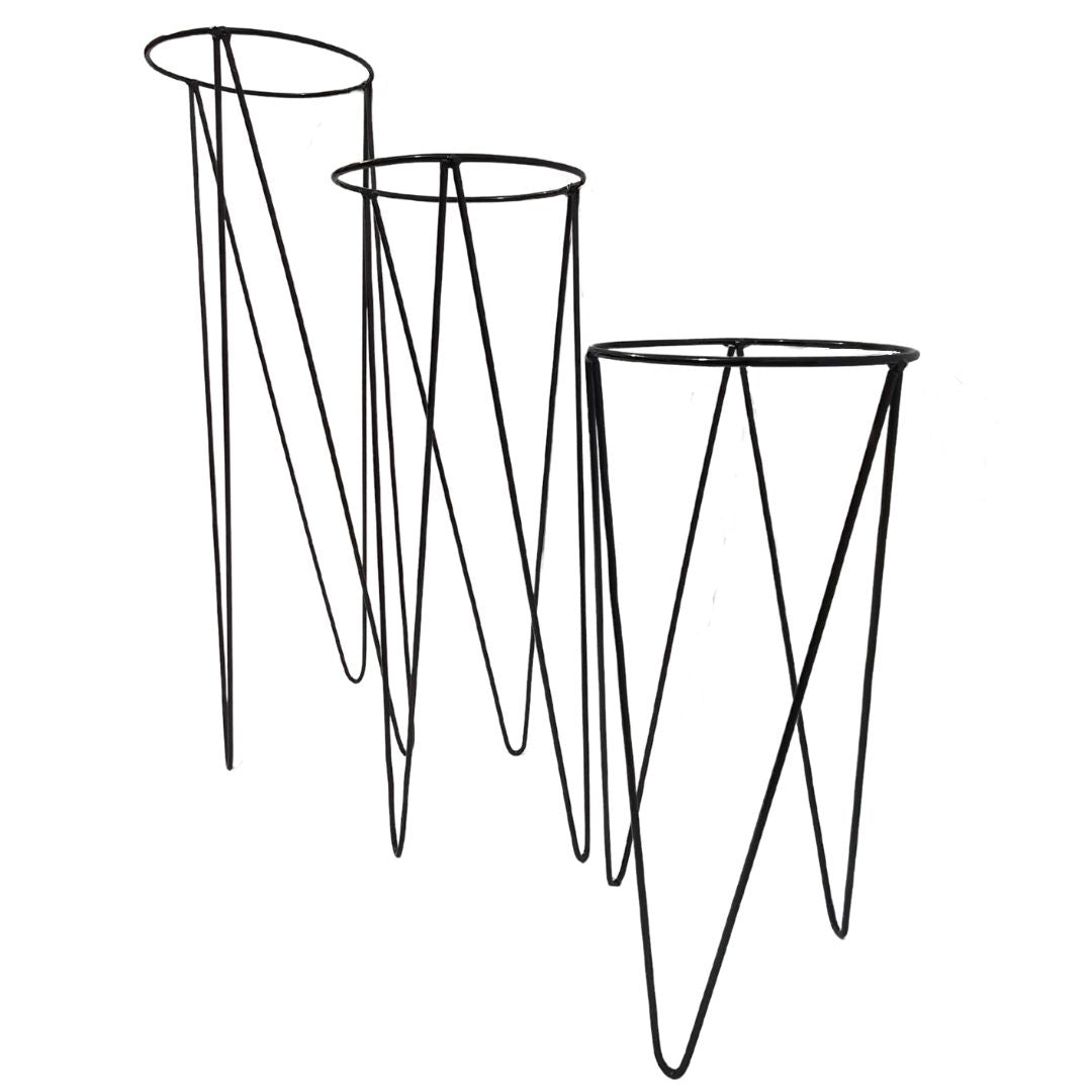 Kit 3 Suportes Tripé Redondo de Ferro