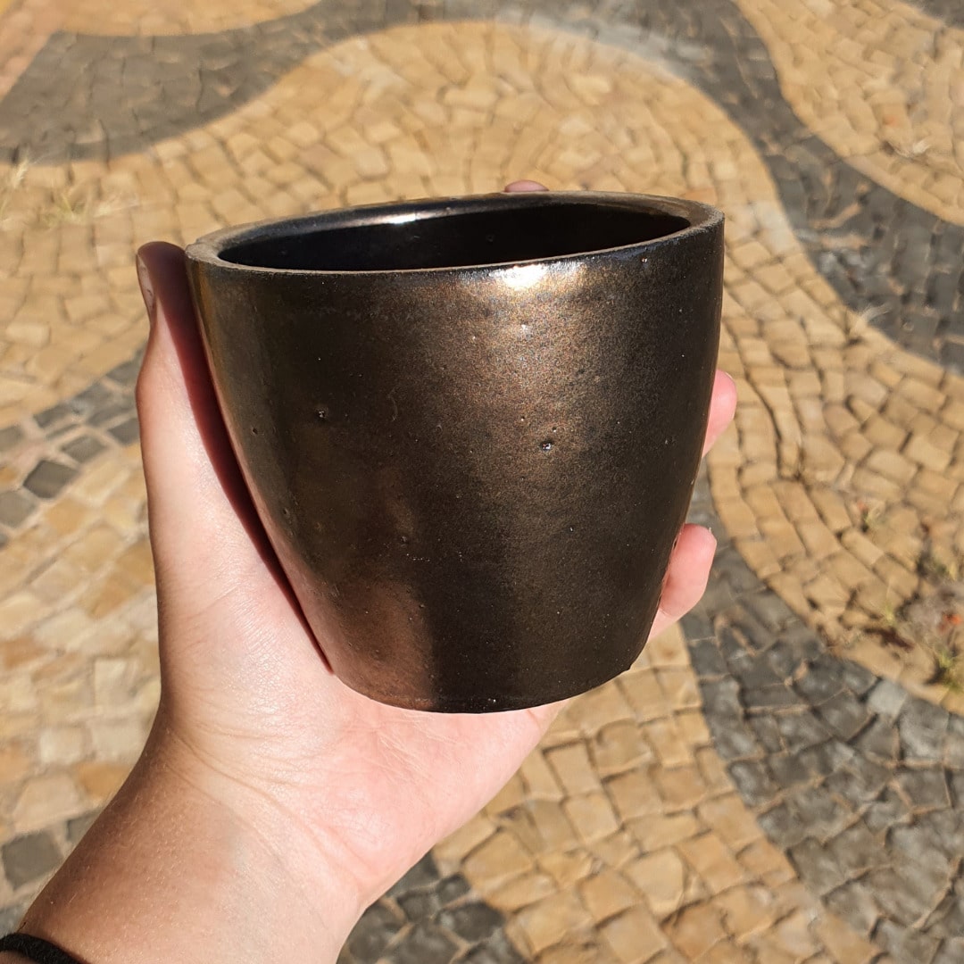 Vaso Cachepot de Cerâmica Esmaltado Brilhante