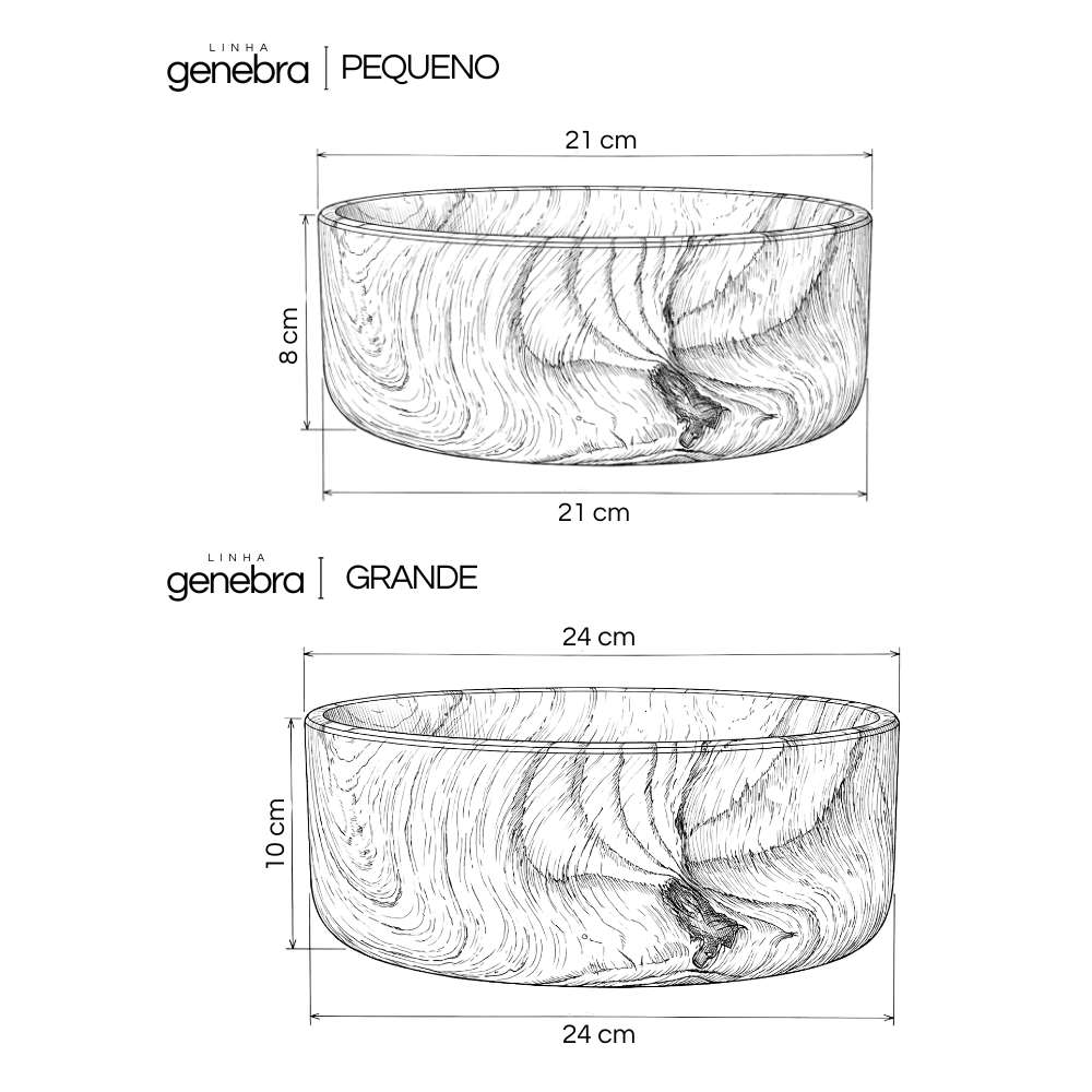 Vaso Bacia Linha Genebra em Cerâmica