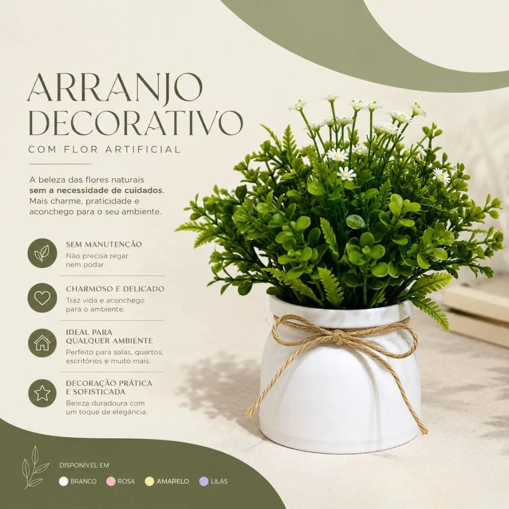 Vaso Decorativo com Flor Artificial