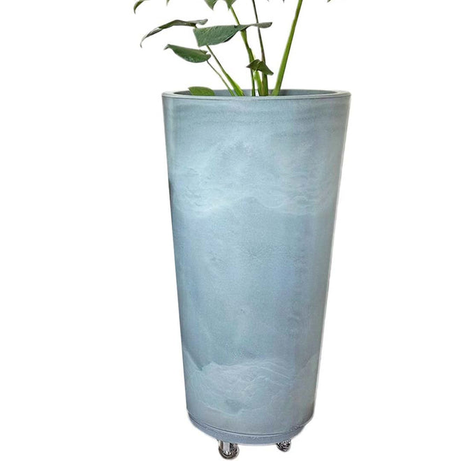 Kit Vaso Damasco Brilhante + Suporte com Rodinhas
