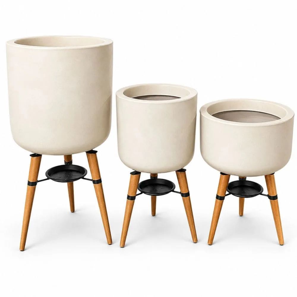 Kit 3 Vasos Linha Doha com Tripé de Madeira