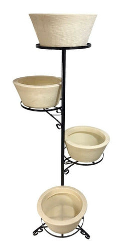 Suporte de Chão em Ferro para 4 Vasos 60x140cm
