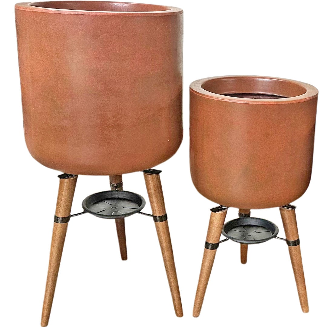 Kit 2 Vasos Linha Doha com Tripé de Madeira