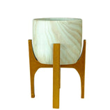 Vaso Cachepot Linha Genebra com Suporte de Madeira Alto