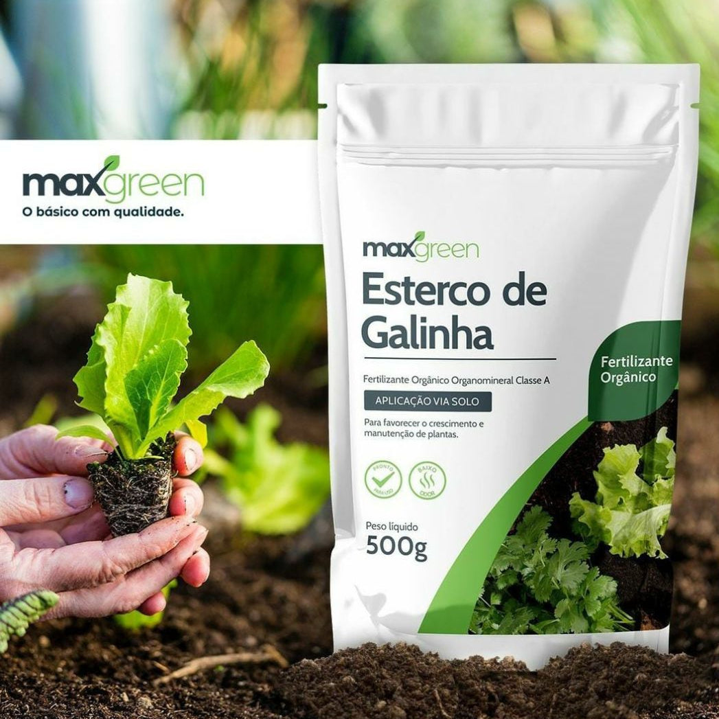 Maxgreen Adubo Orgânico Natural Esterco de Galinha 500g