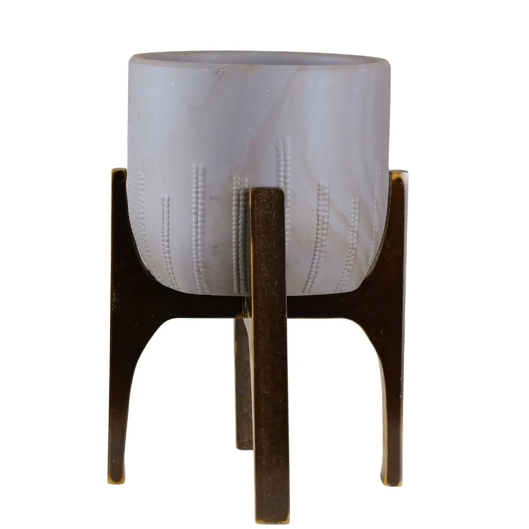 Vaso Cachepot Linha Genebra com Suporte de Madeira Alto