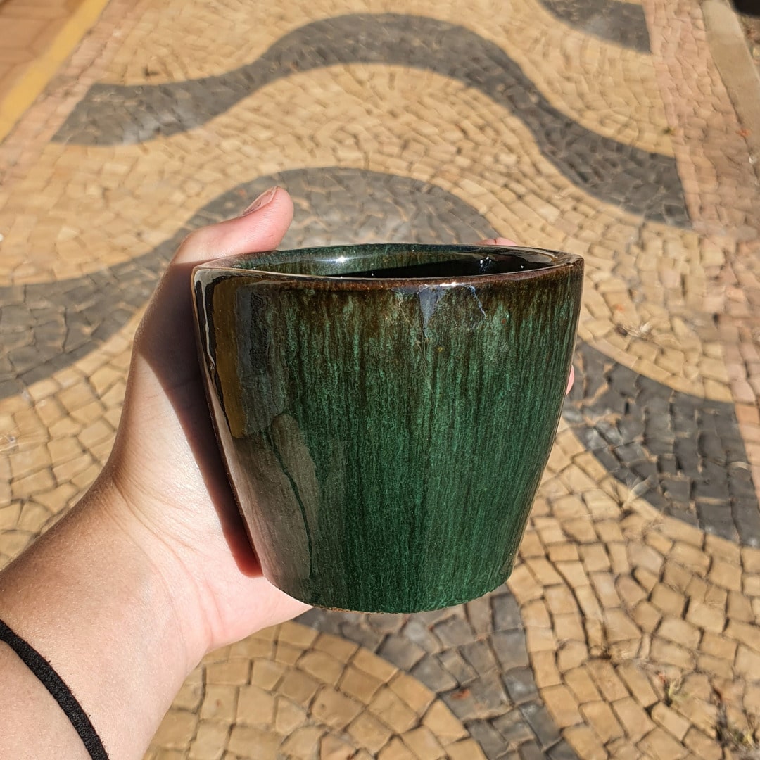 Vaso Cachepot de Cerâmica Esmaltado Brilhante