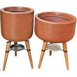 Kit Vaso + Bacia Linha Doha com Tripé de Madeira