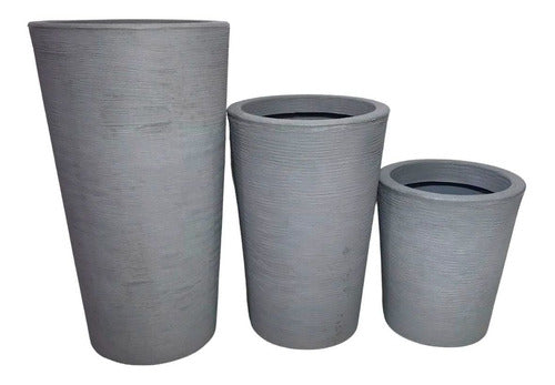 Kit 3 Vasos Linha Damasco Texturizado em Polietileno