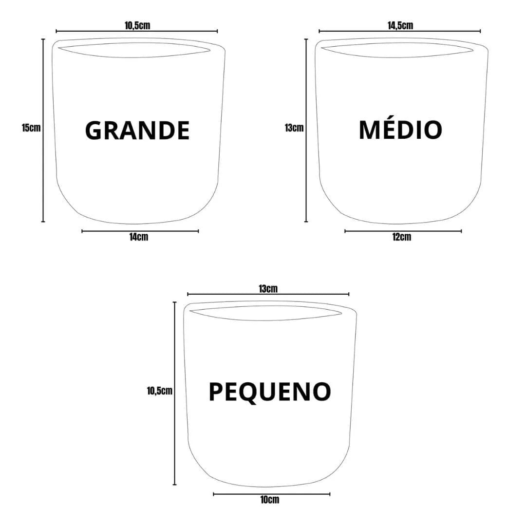 Kit 3 Cachepots Cesto Palha para Decoração