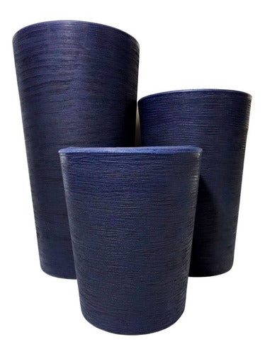 Kit 3 Vasos Linha Damasco Texturizado em Polietileno