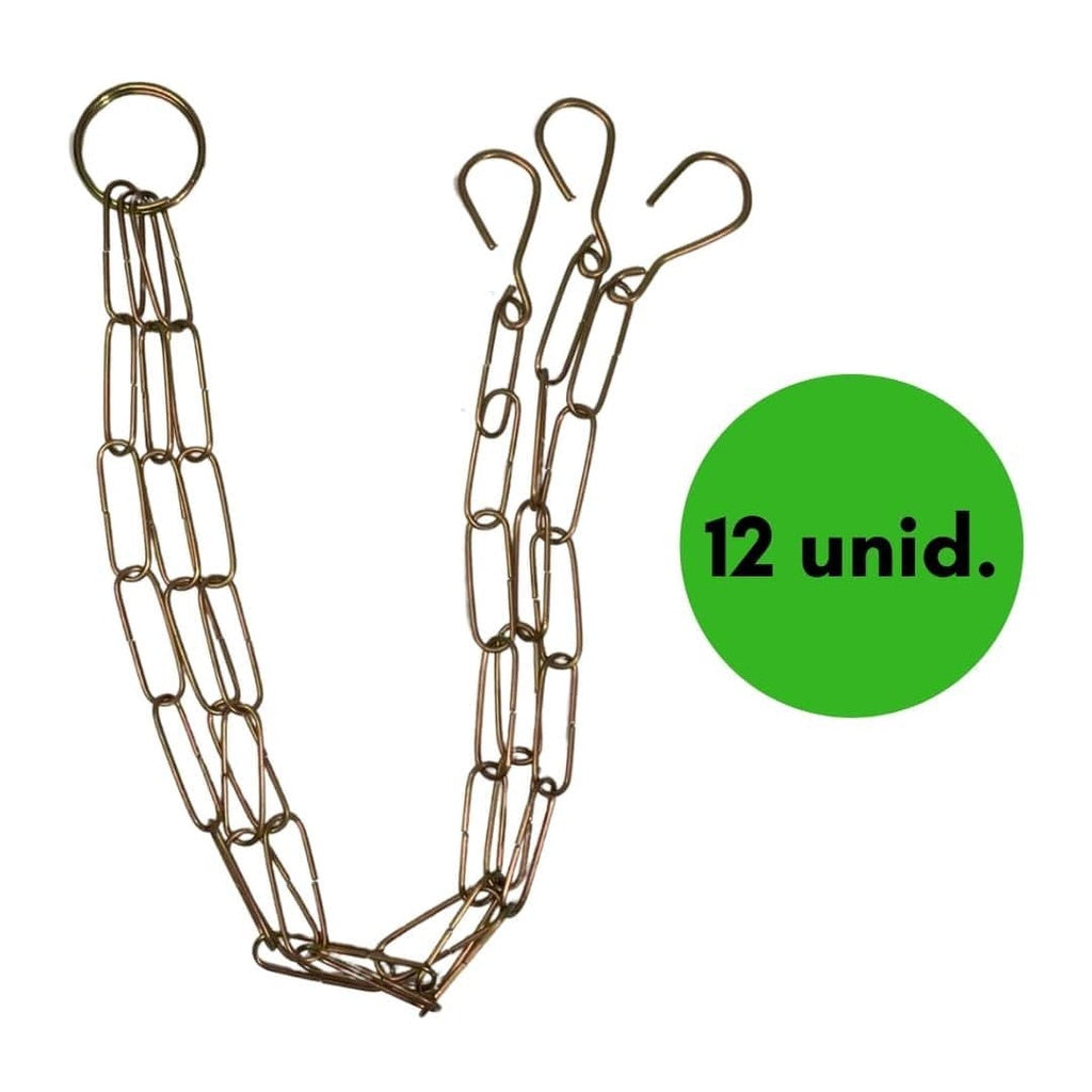 Kit com 12 Correntes Tripla 54cm para Vasos Suspensos