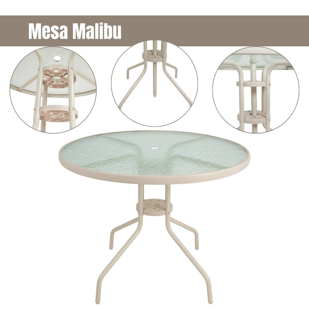 Conjunto Mesa + 4 Cadeiras + Guarda Sol Para Jardim
