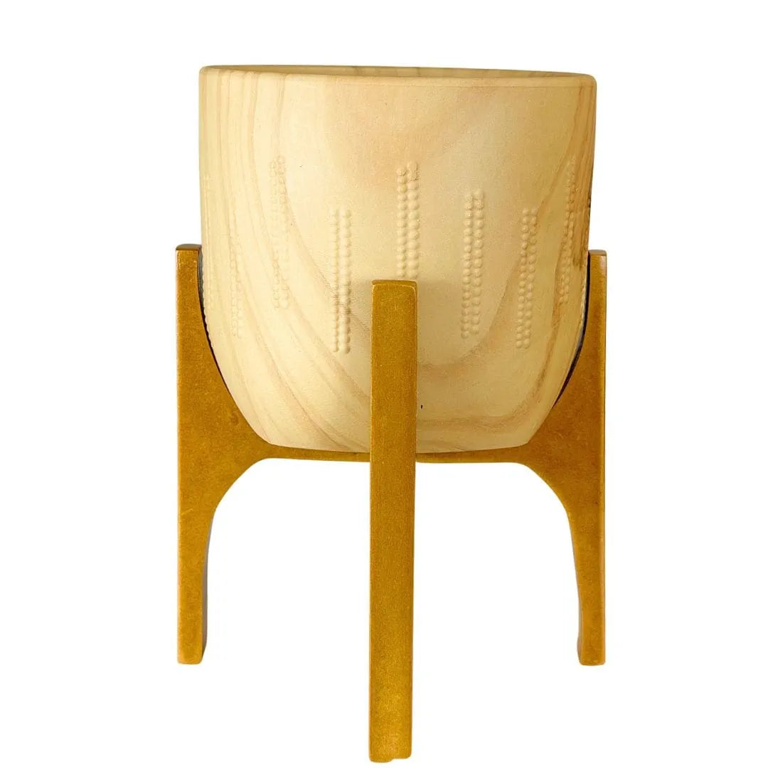 Vaso Cachepot Linha Genebra com Suporte de Madeira Alto