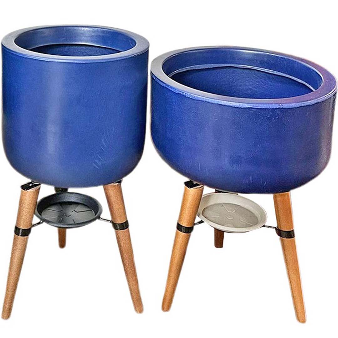 Kit Vaso + Bacia Linha Doha com Tripé de Madeira