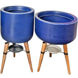 Kit Vaso + Bacia Linha Doha com Tripé de Madeira
