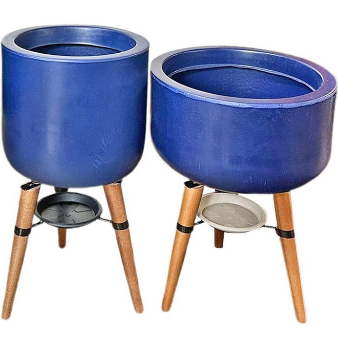 Kit Vaso + Bacia Linha Doha com Tripé de Madeira