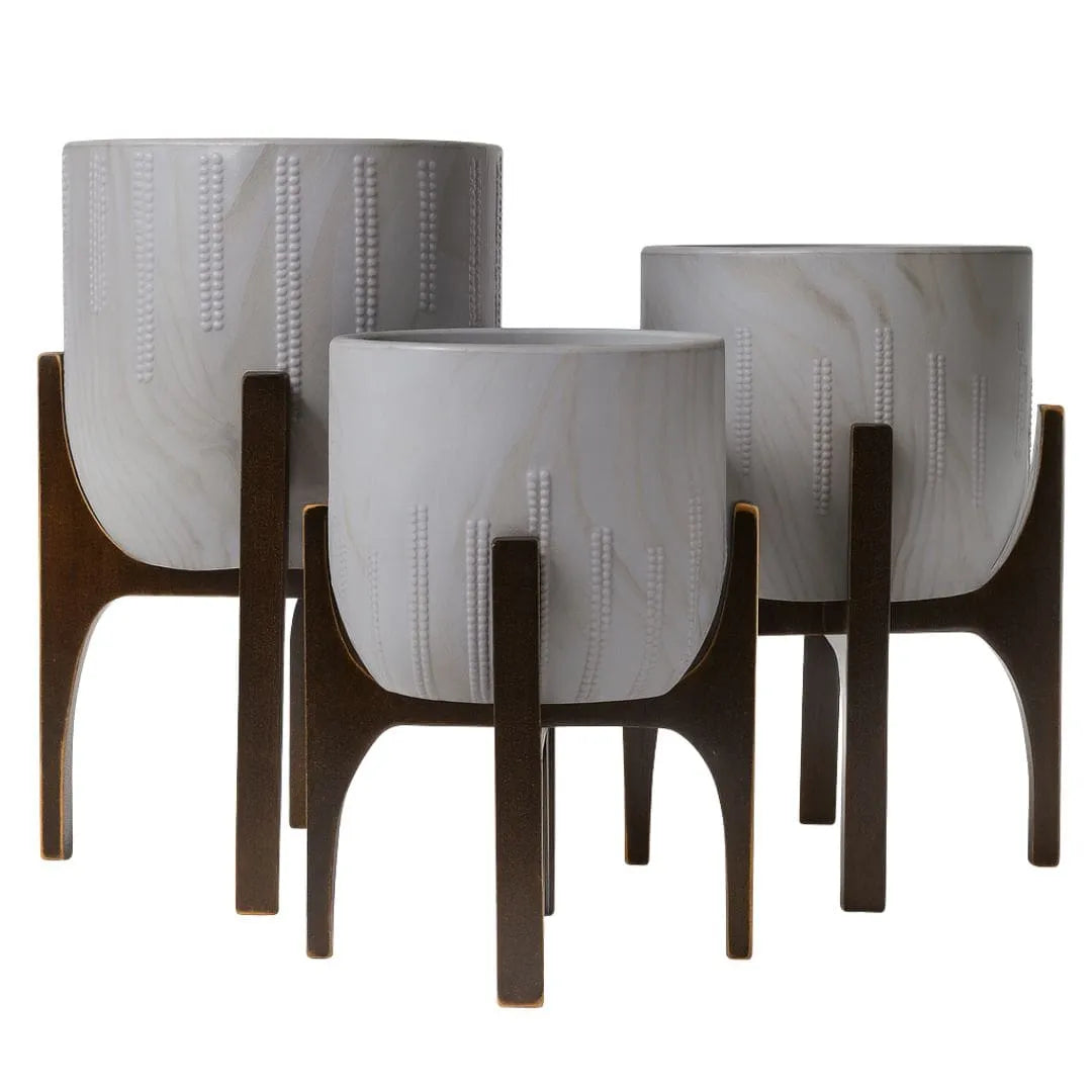 Kit 3 Vasos Genebra com Suporte de Madeira Alto