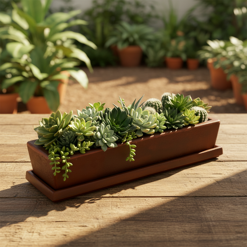 Jardineira com Prato Coletor 80x15cm em Polietileno