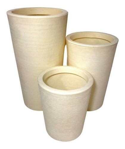 Kit 3 Vasos Linha Damasco Texturizado em Polietileno