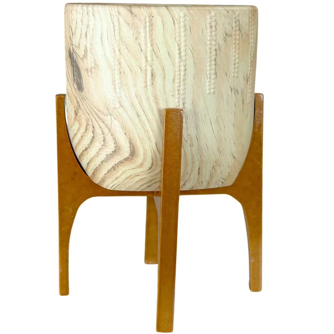 Vaso Cachepot Linha Genebra com Suporte de Madeira Alto