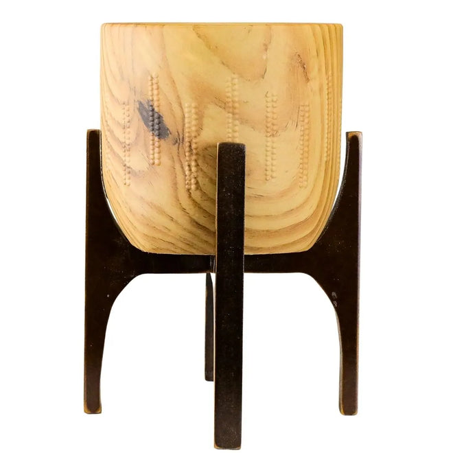 Vaso Cachepot Linha Genebra com Suporte de Madeira Alto