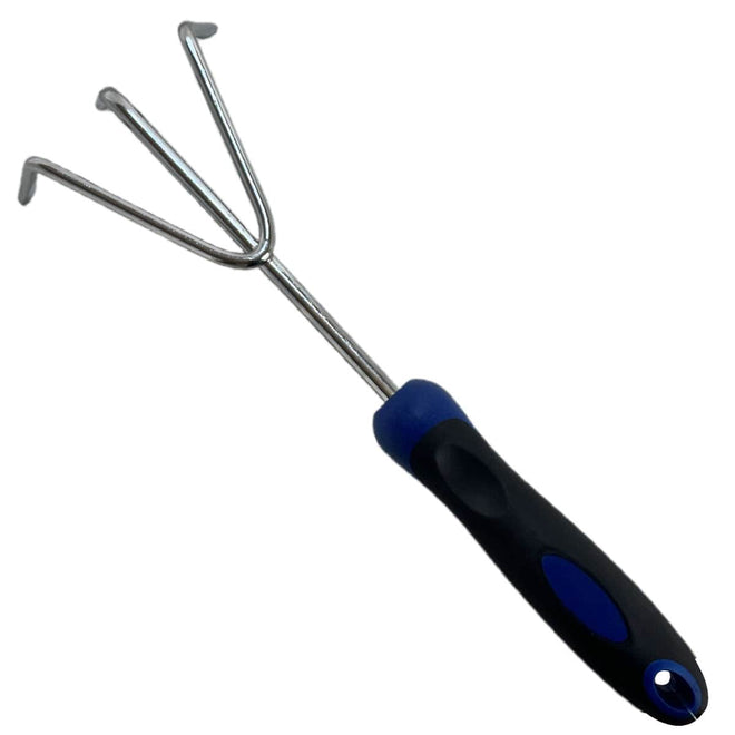 Ancinho de Mão 3 Dentes em Aço com Cabo Plástico Emborrachado 31cm