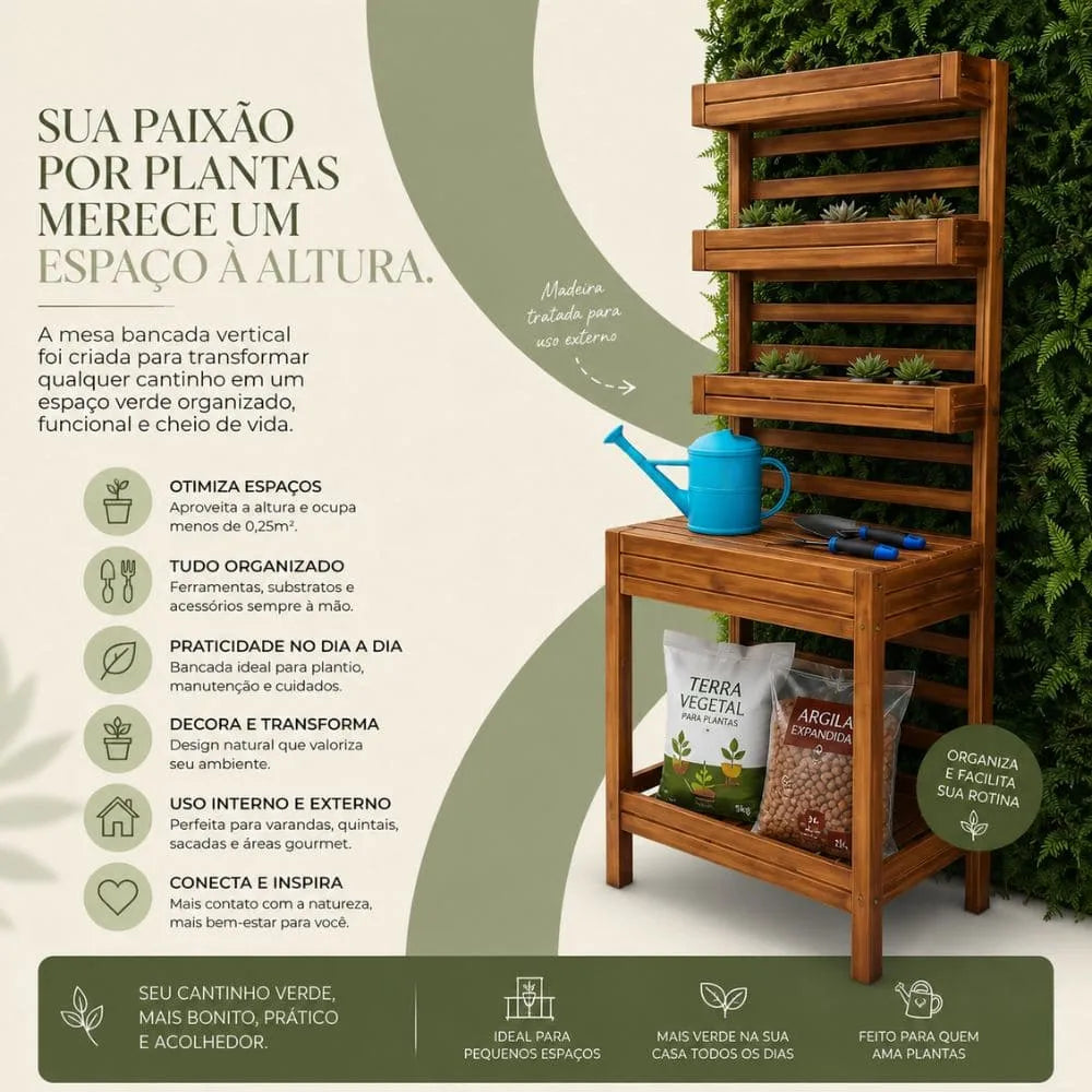 Mesa Bancada Vertical para Jardinagem