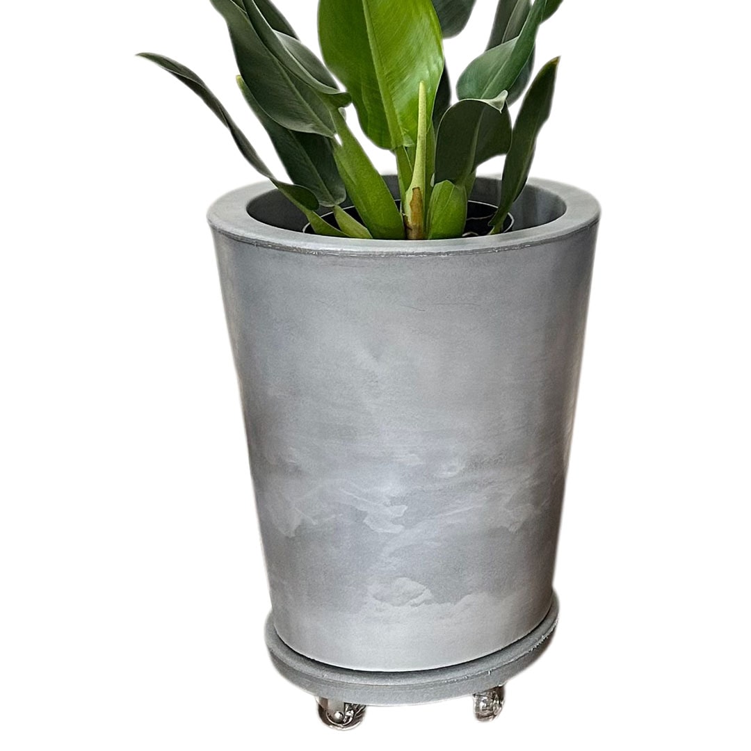 Kit Vaso Damasco Brilhante + Suporte com Rodinhas