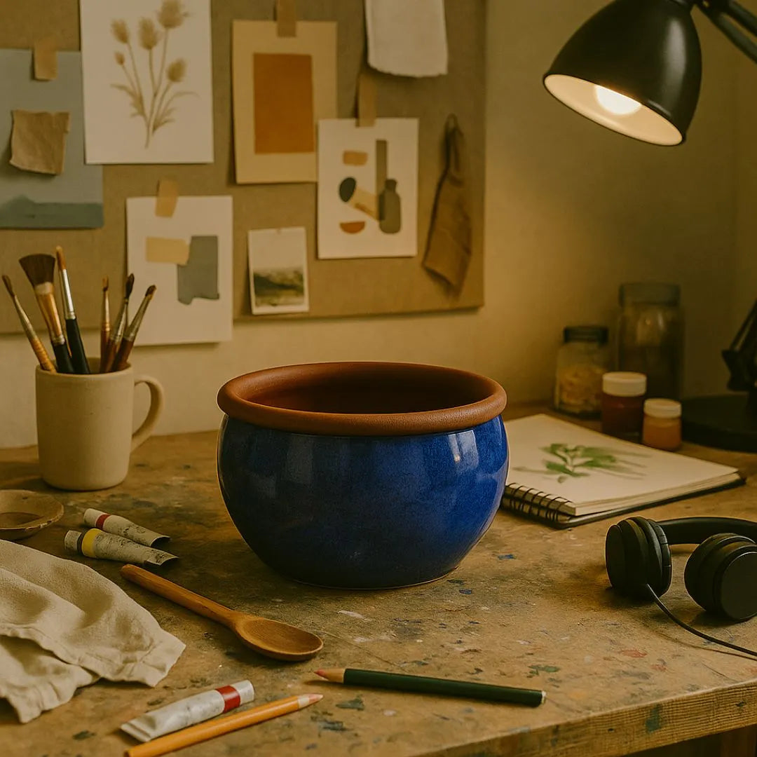 Vaso Cachepot em Cerâmica Esmaltada 15cm