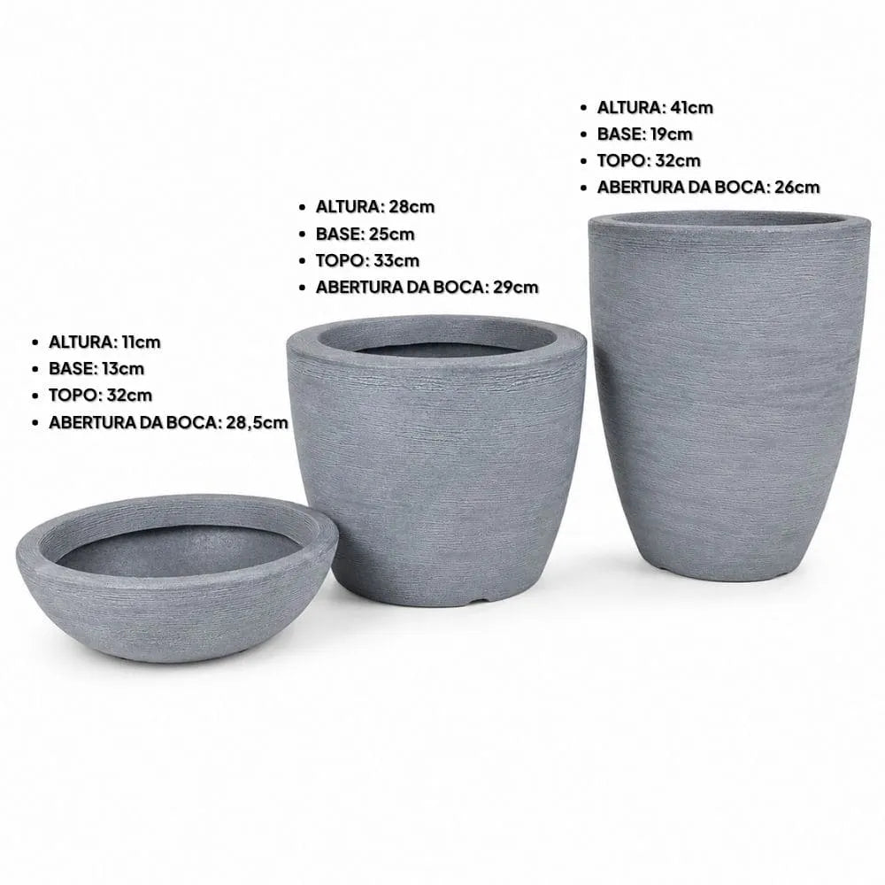 Kit 3 Vasos Texturizados Médios