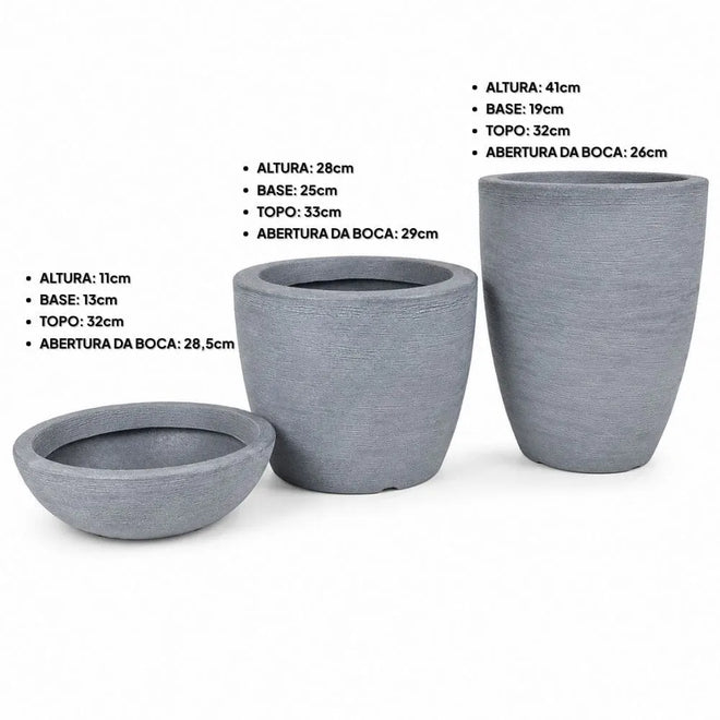 Kit 3 Vasos Texturizados Médios