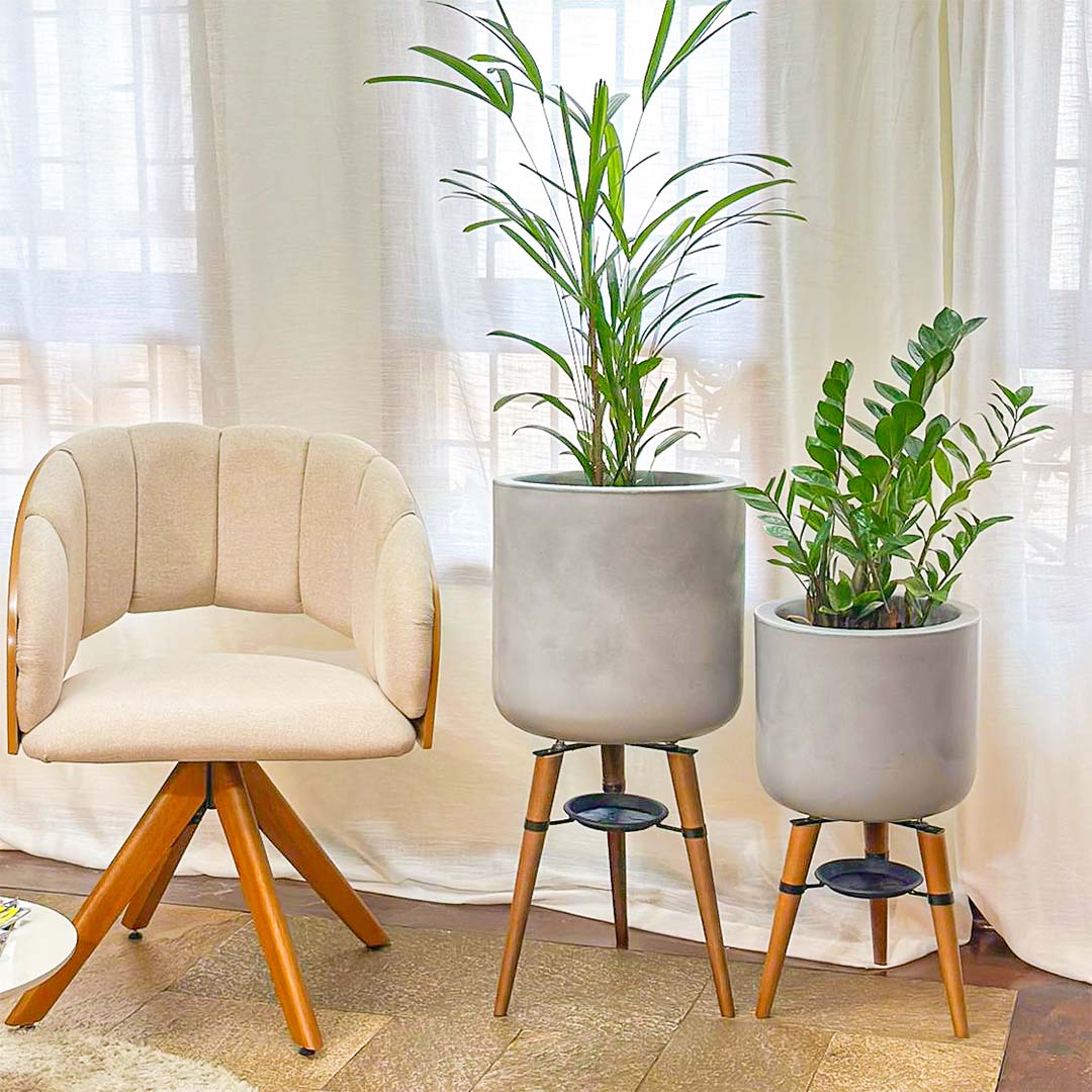 Kit 2 Vasos Linha Doha com Tripé de Madeira