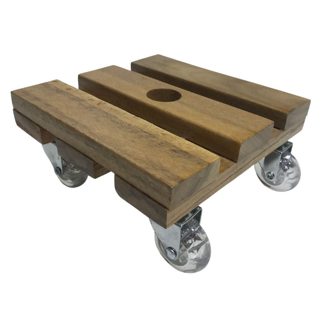 Suporte Quadrado de Madeira com Rodas de Silicone