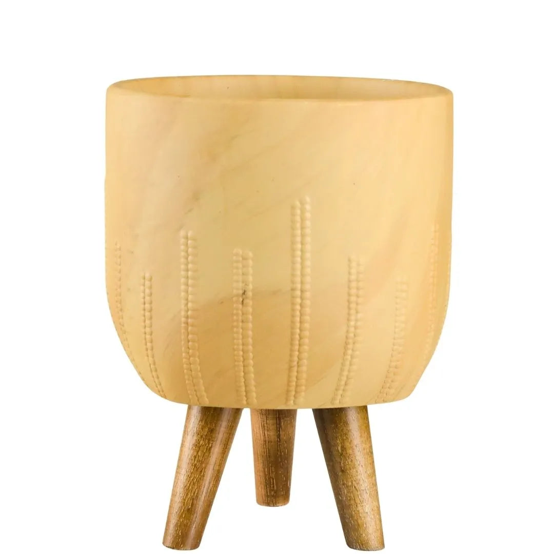 Kit 3 Vasos Genebra em Cerâmica com Tripé de Madeira