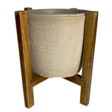 Kit Vaso Decorativo em Polietileno + Suporte de Madeira Rústica